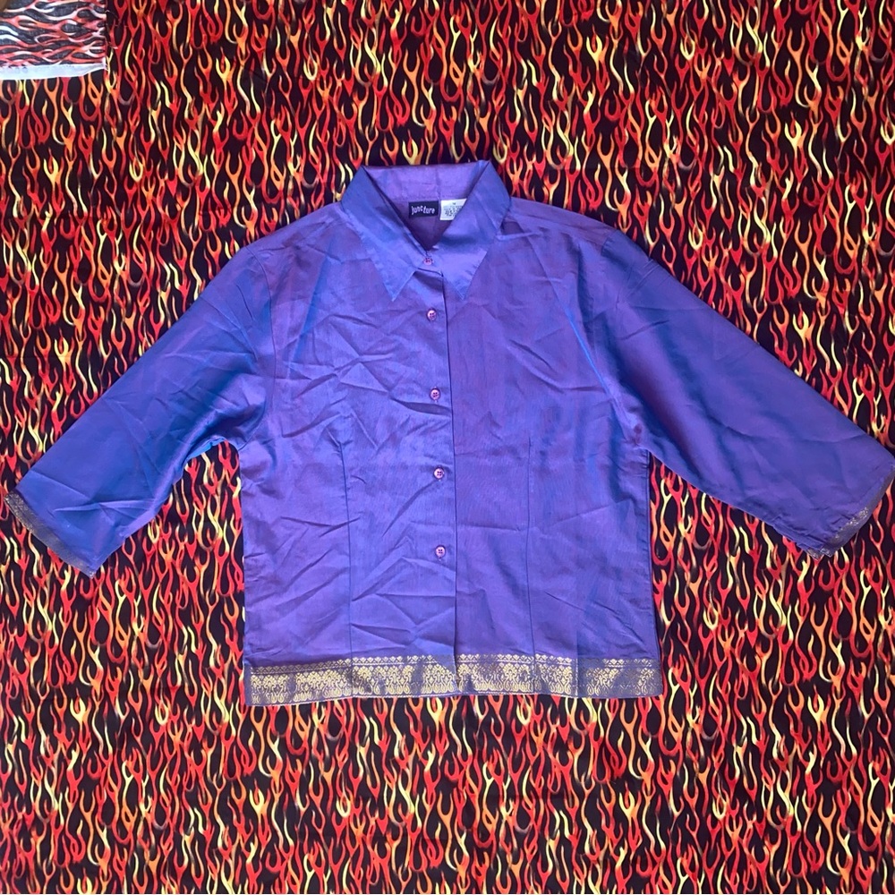 1990s Boho Color Shifting Button Up Shirt
